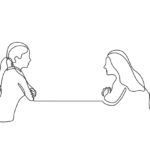 Psychotherapeutin mit Patientin - in Lineart