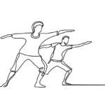 Zwei Menschen in Krieger Position - in Lineart