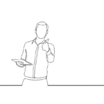 Mann erklärt etwas - in Lineart