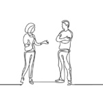 Zwei Menschen unterhalten sich - in Lineart